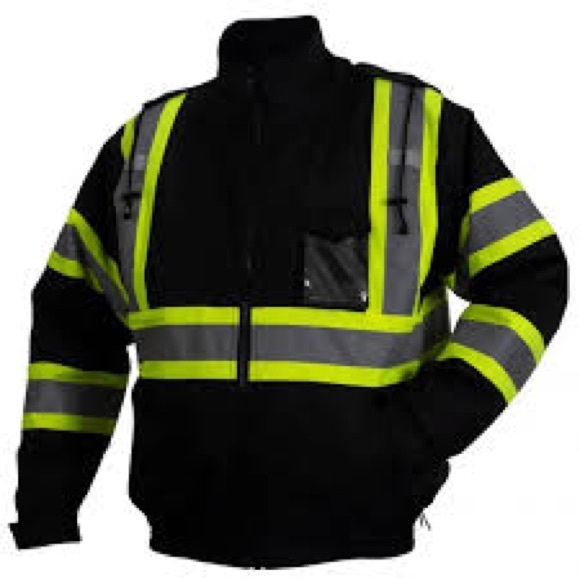 Empire Riot High-Visibility Safety Work Jacket Removable Hood Black/Neon Medium - Picture 3 of 8